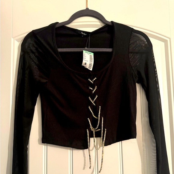 Papaya’s Crop Top. Brand new with tag. Black M junior top. - Picture 1 of 3